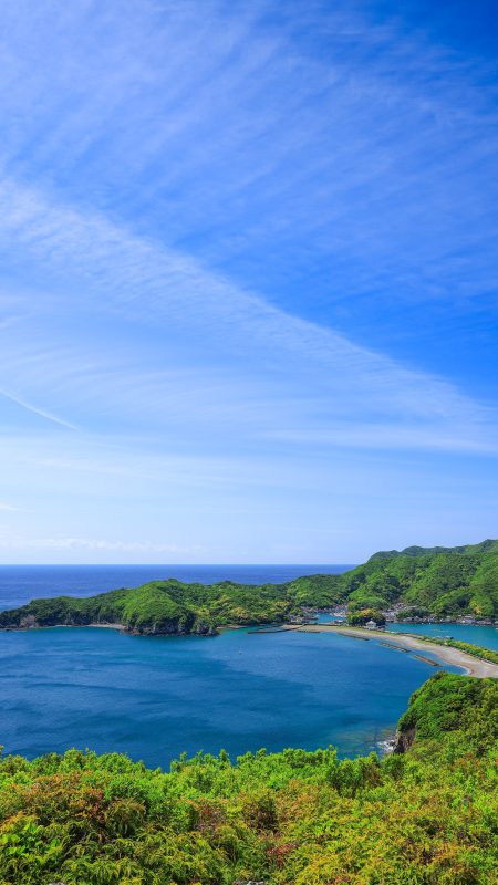 無料スマホ壁紙「新緑の相賀浦ニワ浜」