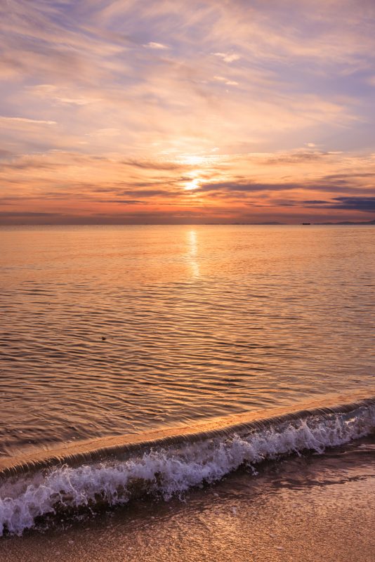 香良洲海岸の写真「今日の始まりを告げる朝陽」