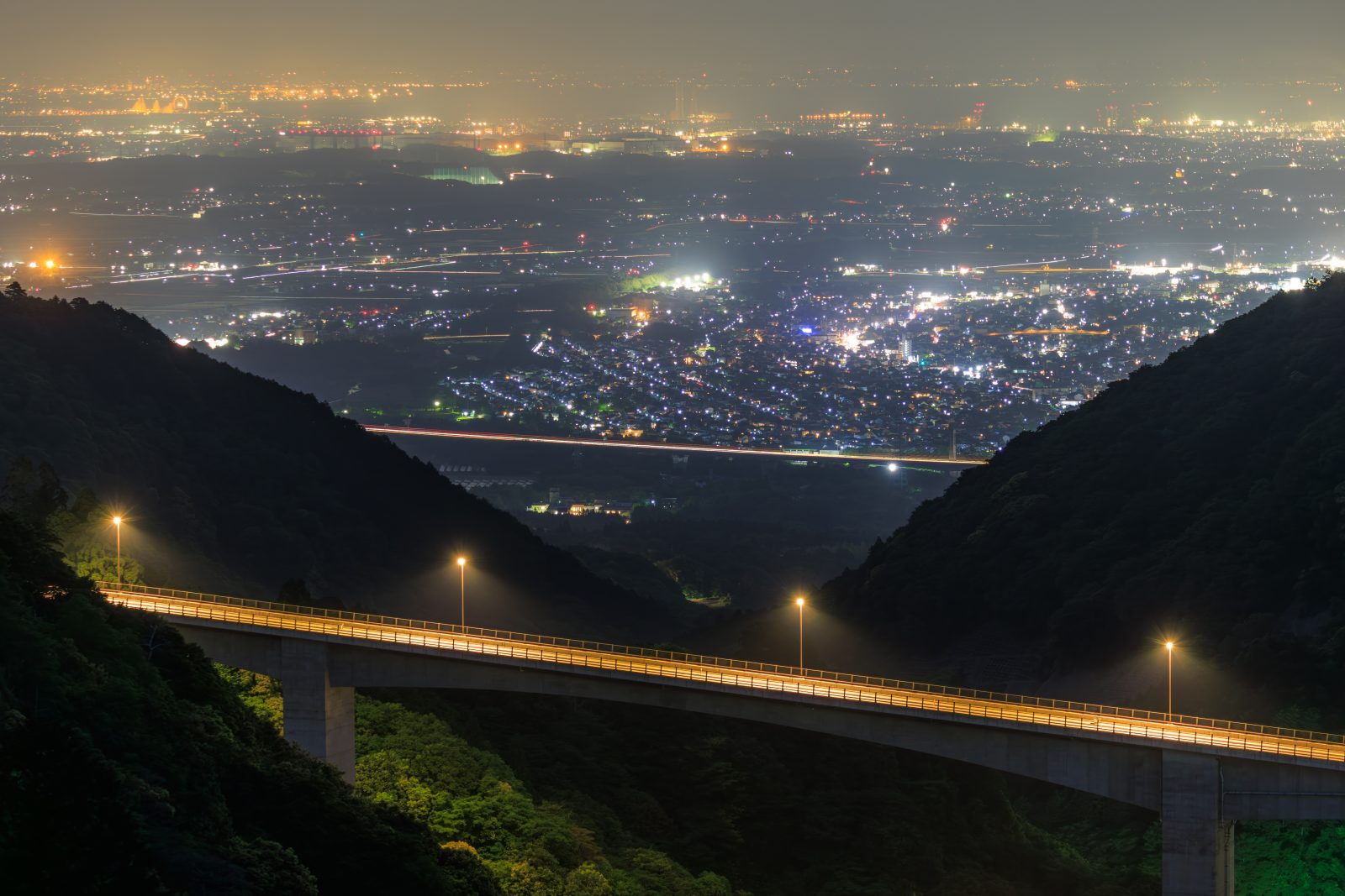 鈴鹿スカイラインの写真「湯の山かもしか大橋と夜景」