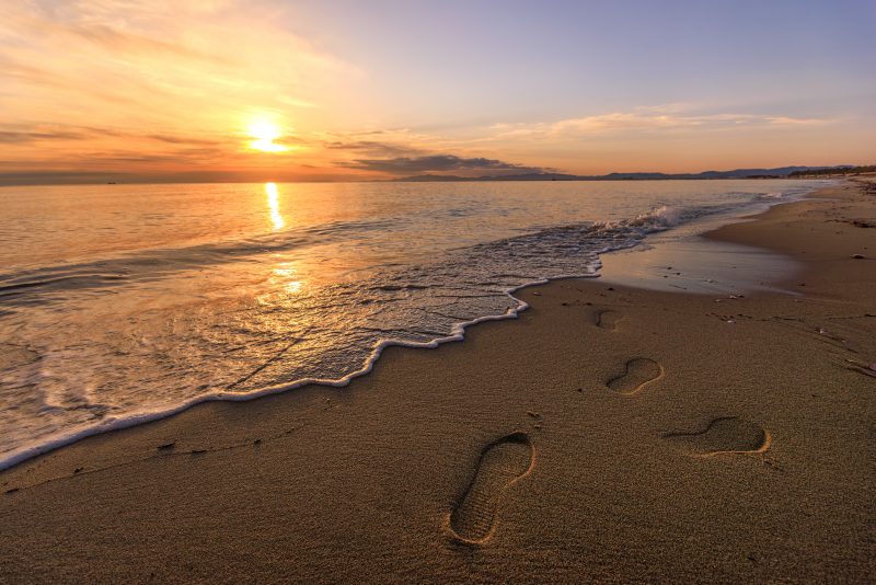 香良洲海岸の写真「砂浜に残る足跡」