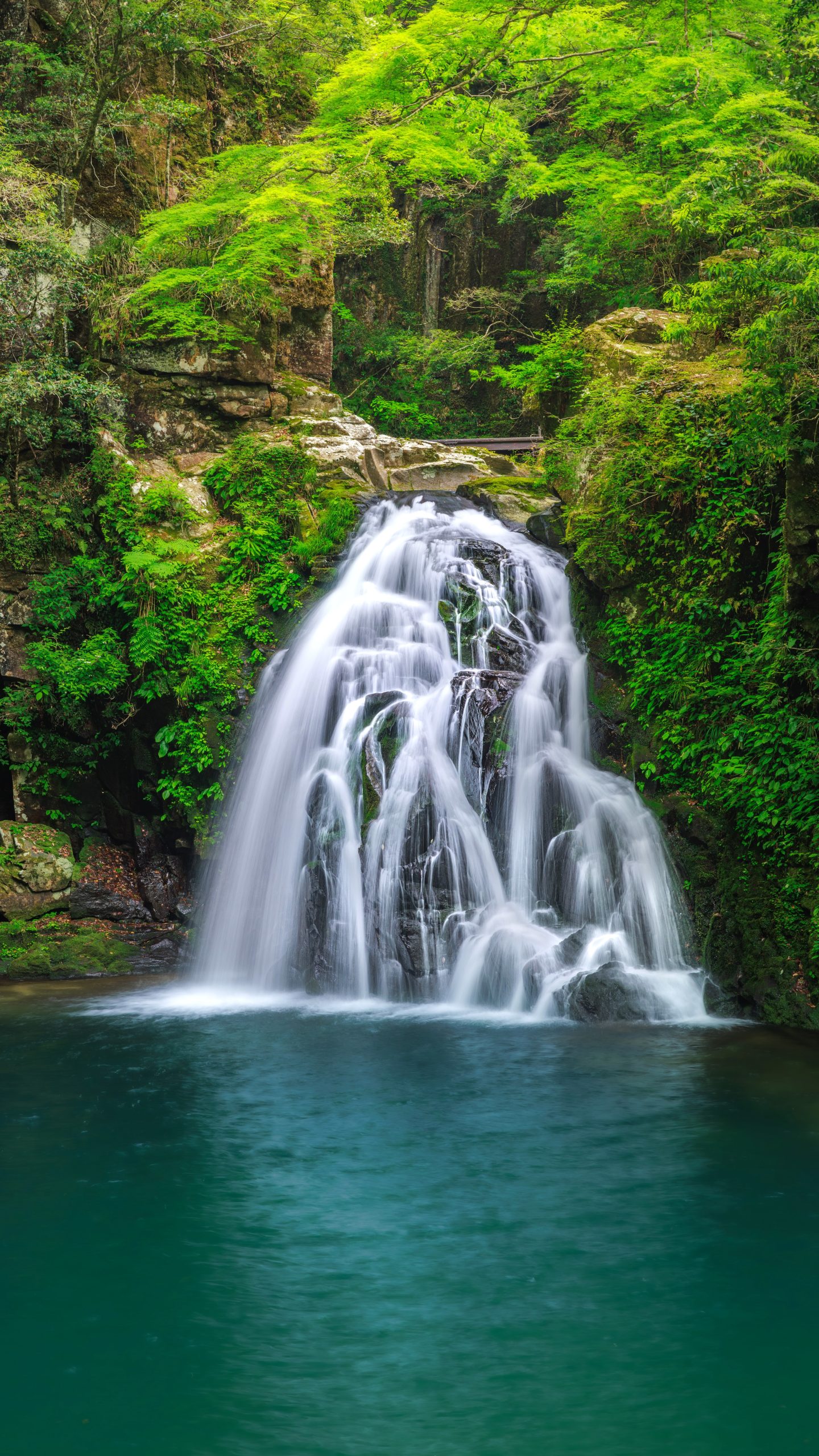 無料スマホ壁紙 ６月の千手滝。AndroidとiPhoneに対応した4K高画質の無料待ち受け画像。三重県名張市の赤目四十八滝で撮影したフリー写真素材