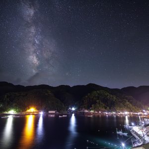 海宿 二木島の２階から眺める星空（町側）