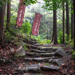 岩屋堂の写真「岩屋堂の入口にある石畳」