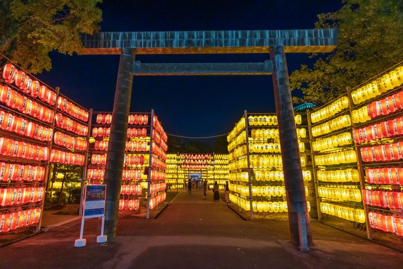 三重県護国神社の写真「鳥居と提灯」