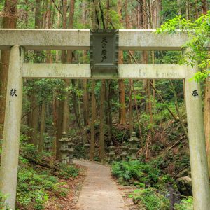 天の岩戸（恵利原の水穴）の写真「駐車場近くの鳥居」