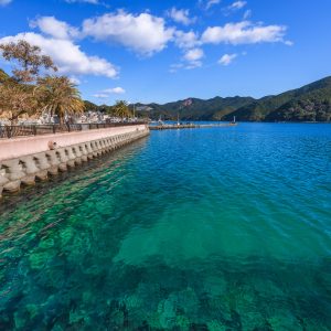 三木浦マリンパークの駐車場から眺める透き通った海
