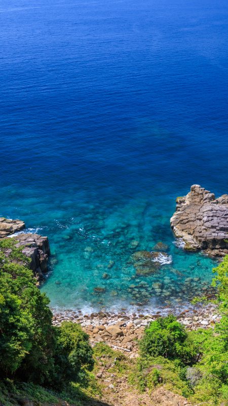 無料スマホ壁紙「登山道から眺める絶景のビューポイント（縦）」