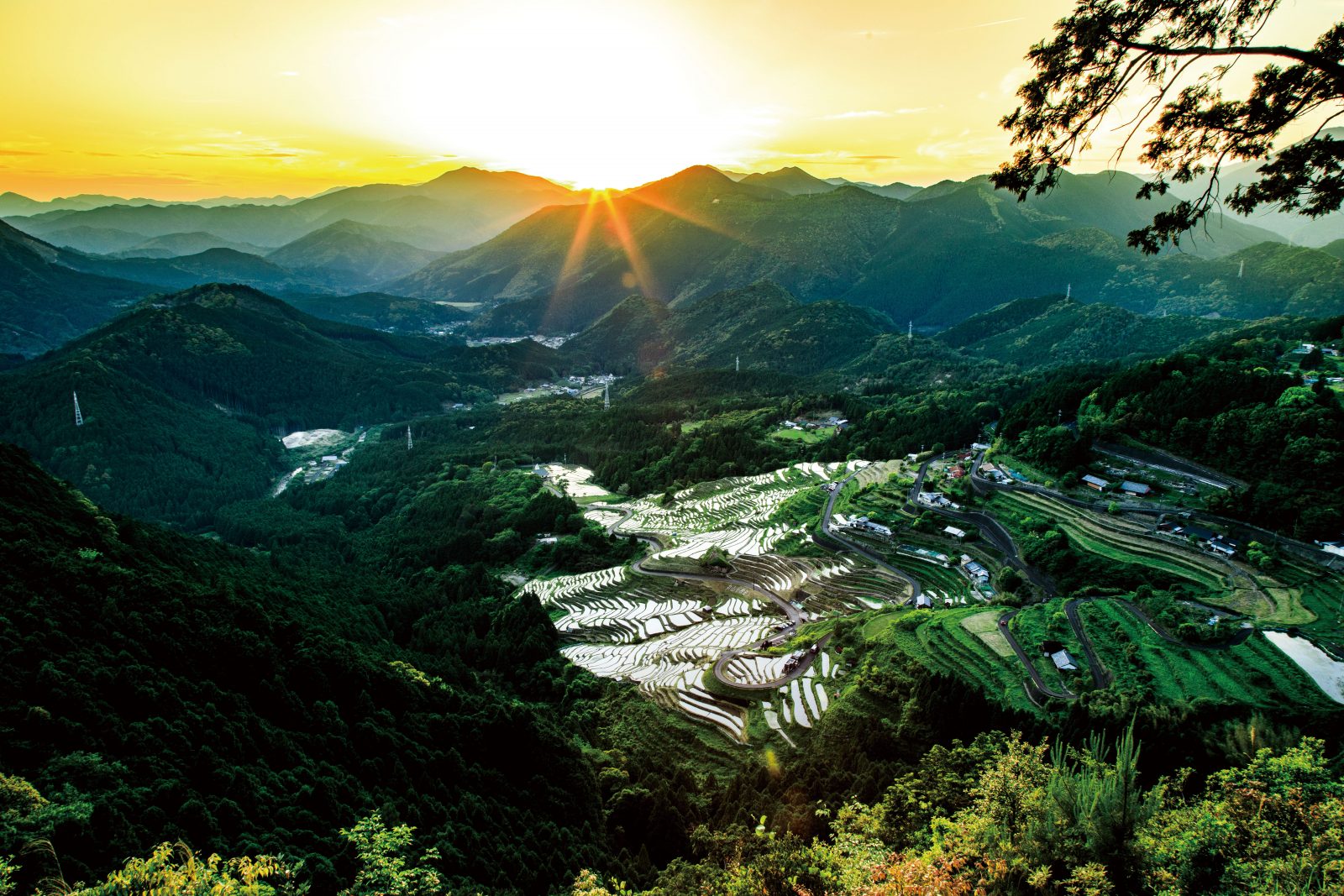 丸山千枚田の写真「通り峠から眺める夕焼け」