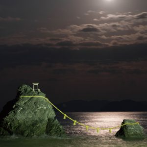 夫婦岩の写真「月明かりと夫婦岩」