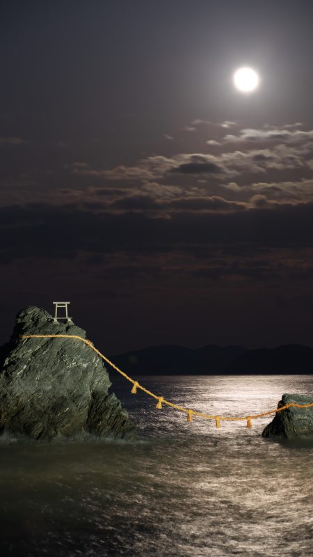 夫婦岩の写真「月明かりと夫婦岩」