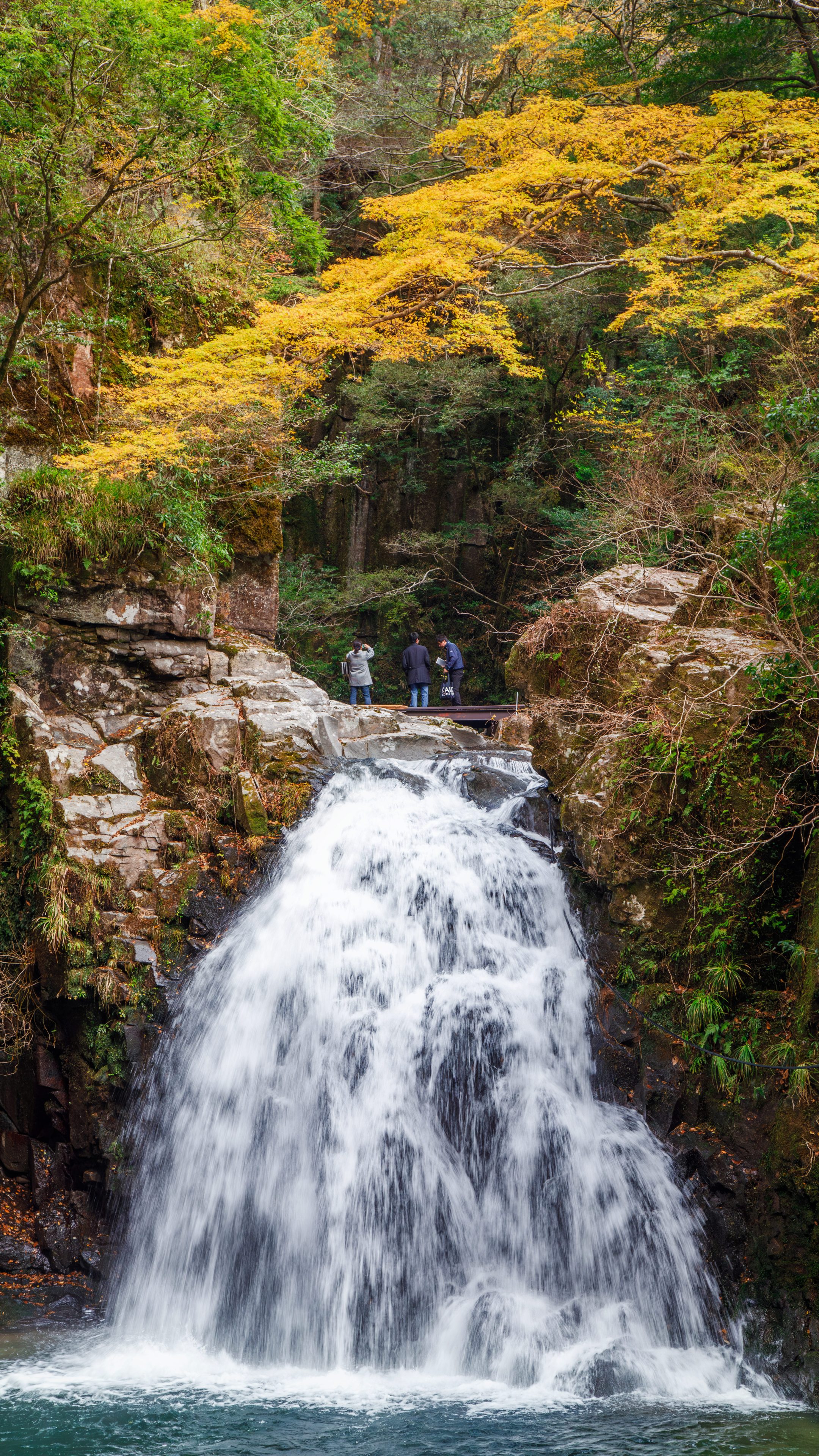 無料スマホ壁紙 千手滝の上にいるような光景。AndroidとiPhoneに対応した4K高画質の無料待ち受け画像。三重県名張市の赤目四十八滝で撮影したフリー写真素材