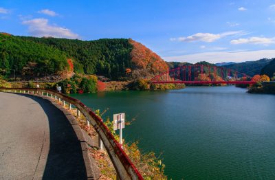 青蓮寺湖の写真「ダム湖の道を歩く」