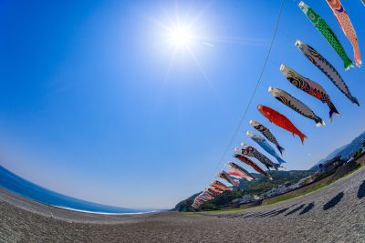 七里御浜の写真「泳げ！鯉のぼりくん」