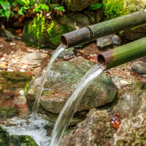 水穴から流れる湧水