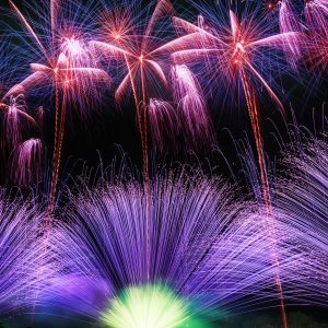 無料スマホ壁紙 紫の連発花火。AndroidとiPhoneに対応した4K高画質の無料待ち受け画像。三重県亀山市の亀山市関宿納涼花火大会で撮影したフリー写真素材