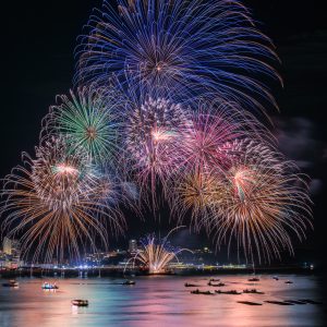 鳥羽みなとまつりの写真「カラフルな連発花火」