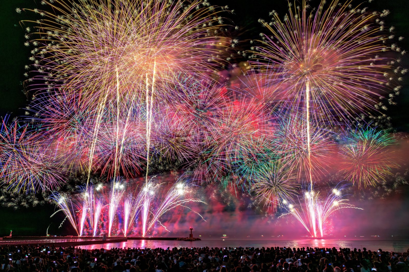 鈴鹿げんき花火大会の写真「賑やかな連発花火」