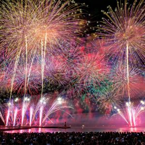 賑やかな連発花火