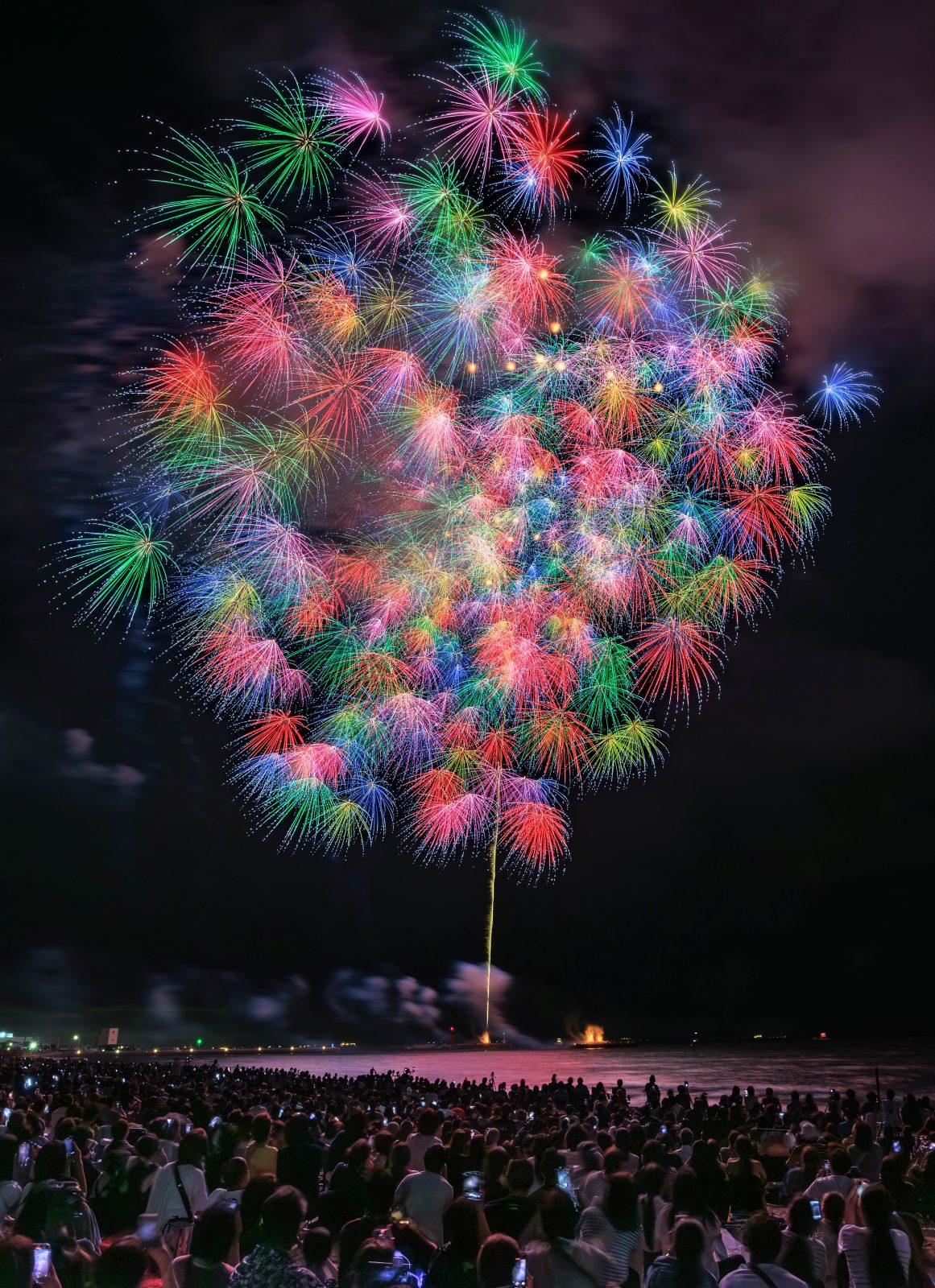 鈴鹿げんき花火大会の写真「夜空を虹色に飾る花火」