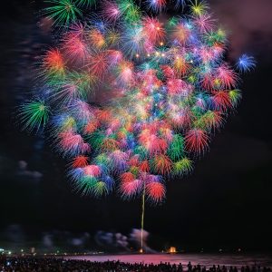 鈴鹿げんき花火大会の写真「夜空を虹色に飾る花火」