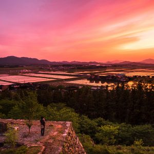 田丸城跡の写真「二ノ丸跡からの夕焼け」