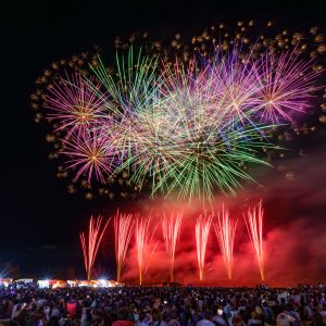 久居花火大会の写真「グランドに打ち上がる花火」
