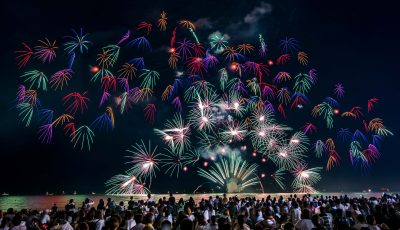 津花火大会の写真「虹色の彩色千輪菊」