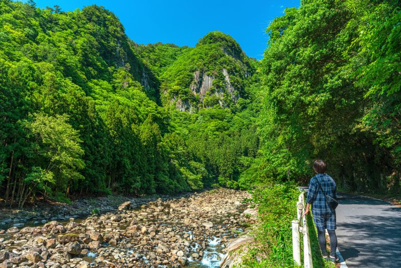 香落渓の写真「夫婦山を眺める」