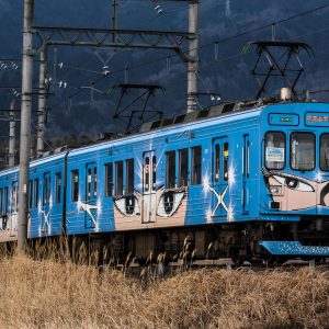伊賀鉄道の写真「青い忍者列車」