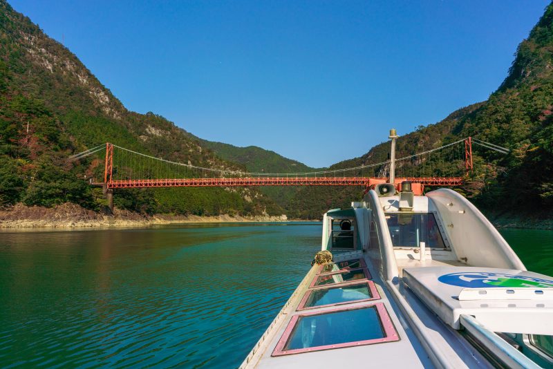宮川ダム湖観光船の写真「新大杉谷橋を船でくぐる」