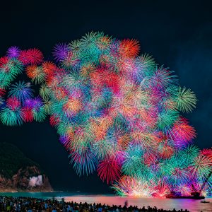 熊野大花火大会の写真「鬼ヶ城大仕掛け 彩色千輪菊」