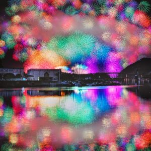 きほく燈籠祭の写真「虹色の彩色千輪菊」