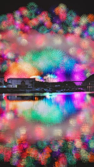 無料スマホ壁紙「虹色の彩色千輪菊」