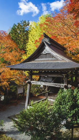 銀杏と紅葉と八角銅鐘