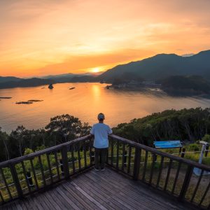 展望台から眺める夕日