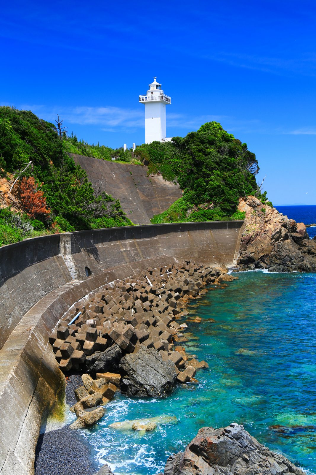 安乗埼灯台の写真「青い海と灯台」