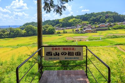 西山の棚田の写真「展望台からの眺め」