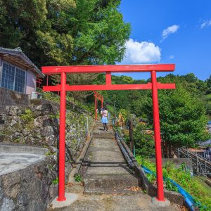 赤い鳥居の続く階段