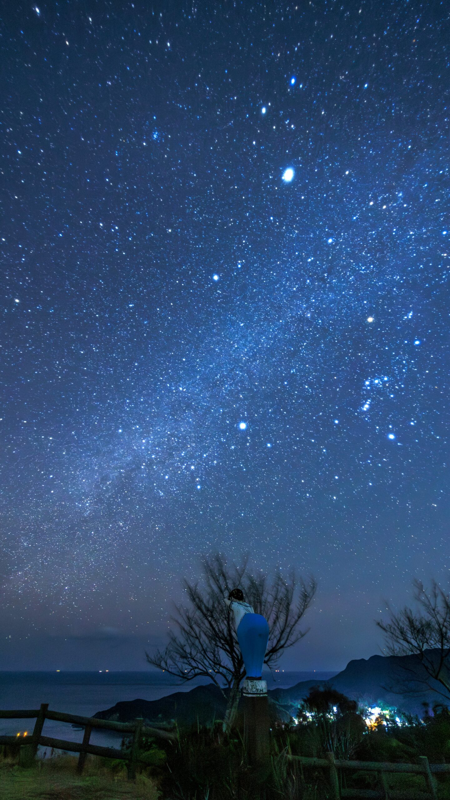 無料スマホ壁紙 プリケツモニュメントと冬の天の川。AndroidとiPhoneに対応した4K高画質の無料待ち受け画像。三重県南伊勢町の南海展望台で撮影したフリー写真素材