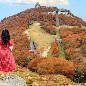 無料壁紙 山上リフト終点付近から山上の紅葉を眺める。PCとデスクトップ壁紙に最適な4K高画質の無料壁紙。三重県菰野町の御在所ロープウエイで撮影したフリー写真素材