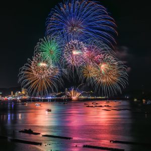 鳥羽みなとまつりの写真「色とりどりの連発花火」