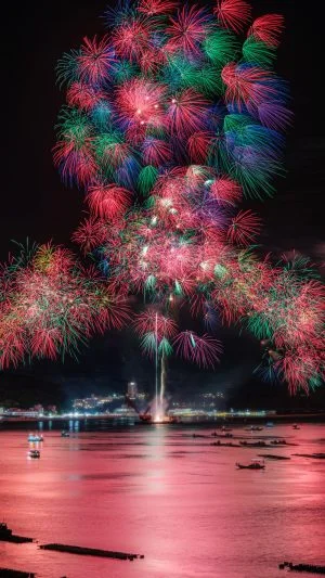 無料スマホ壁紙 2025年の彩色千輪菊。AndroidとiPhoneに対応した4K高画質の無料待ち受け画像。三重県鳥羽市の鳥羽みなとまつりで撮影したフリー写真素材