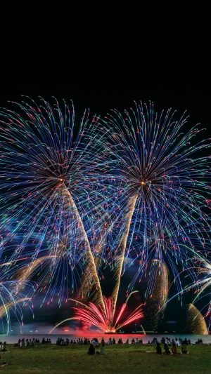 無料スマホ壁紙 ワンダフル花回廊_青_縦F。AndroidとiPhoneに対応した4K高画質の無料待ち受け画像。三重県津市の津花火大会で撮影したフリー写真素材