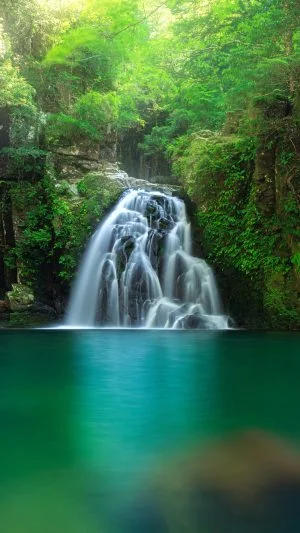 無料スマホ壁紙 朝霞の千手滝。AndroidとiPhoneに対応した4K高画質の無料待ち受け画像。三重県名張市の赤目四十八滝で撮影したフリー写真素材