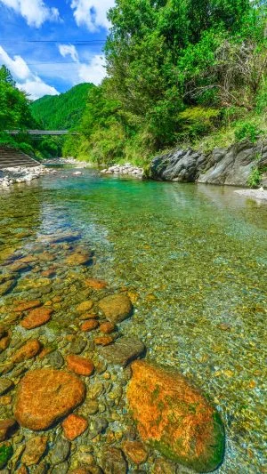 無料スマホ壁紙 エメラルド香肌グリーン。AndroidとiPhoneに対応した4K高画質の無料待ち受け画像。三重県松阪市の香肌峡で撮影したフリー写真素材