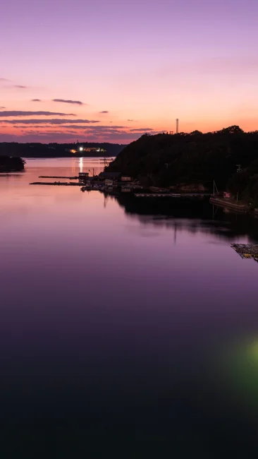 無料壁紙 日が沈んだあとにマジックアワー。PCとデスクトップ壁紙に最適な4K高画質の無料壁紙。三重県志摩市の賢島大橋で撮影したフリー写真素材