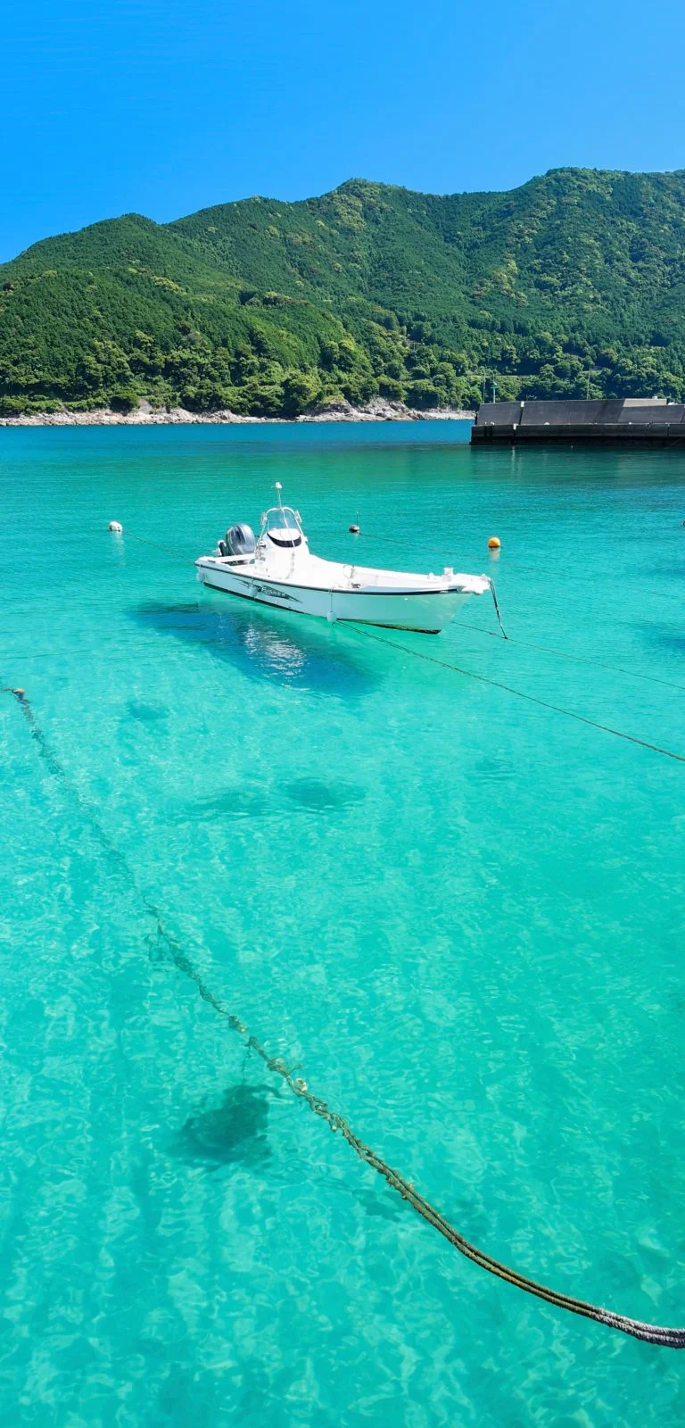 運気が上がる待ち受け まるでモルディブの海。AndroidとiPhoneに対応した4K高画質の無料スマホ壁紙。三重県熊野市の新鹿海水浴場で撮影したフリー写真素材