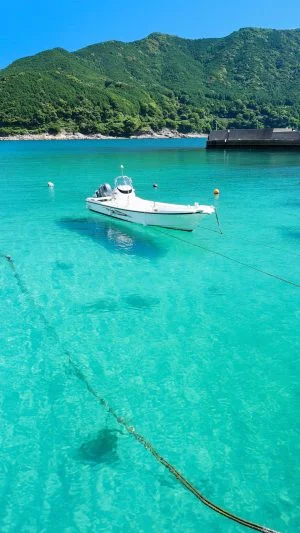 運気が上がる待ち受け まるでモルディブの海。AndroidとiPhoneに対応した4K高画質の無料スマホ壁紙。三重県熊野市の新鹿海水浴場で撮影したフリー写真素材