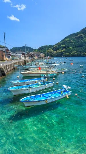 無料スマホ壁紙 初夏の九鬼町。AndroidとiPhoneに対応した4K高画質の無料待ち受け画像。三重県尾鷲市の九鬼町で撮影したフリー写真素材