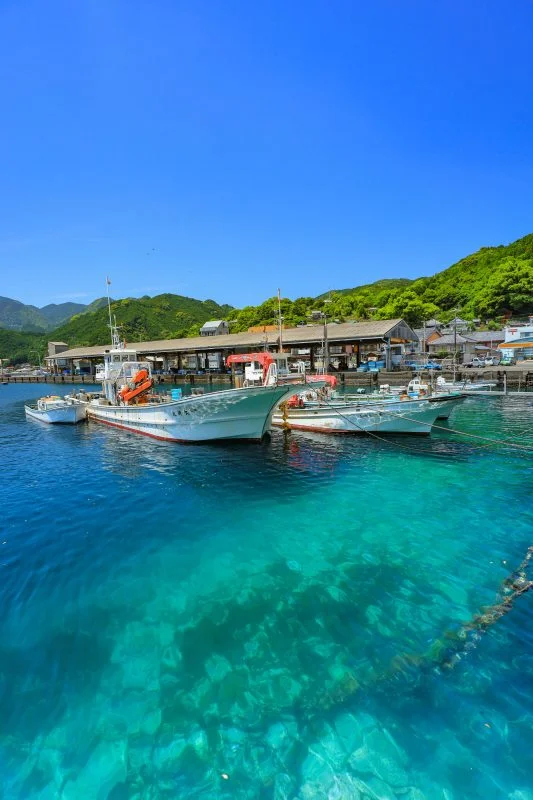 無料スマホ壁紙 初夏の九鬼漁港。AndroidとiPhoneに対応した4K高画質の無料待ち受け画像。三重県尾鷲市の九鬼町で撮影したフリー写真素材